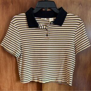 Levi’s Jeni Cropped Polo Top | Striped & Ribbed Cotton Tee Shirt | Women’s XL